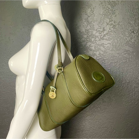 Dooney and Bourke Awl Leather Green Barrel Papillon Bag Purse - Picture 2 of 16